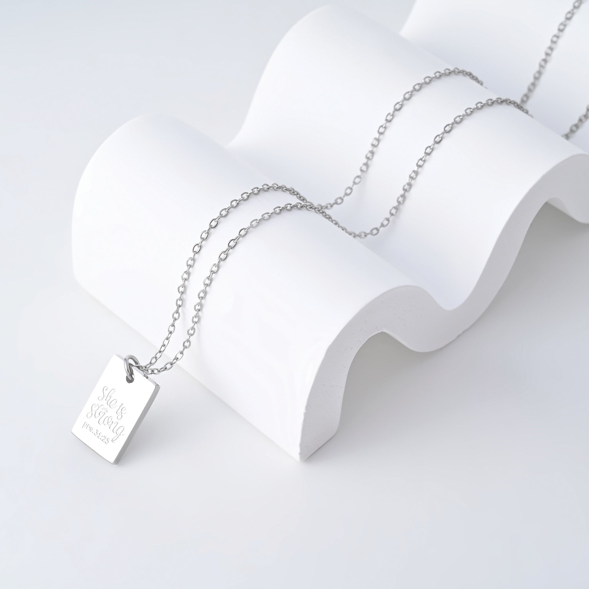 She is Strong Stainless Steel Tag Pendant with Card