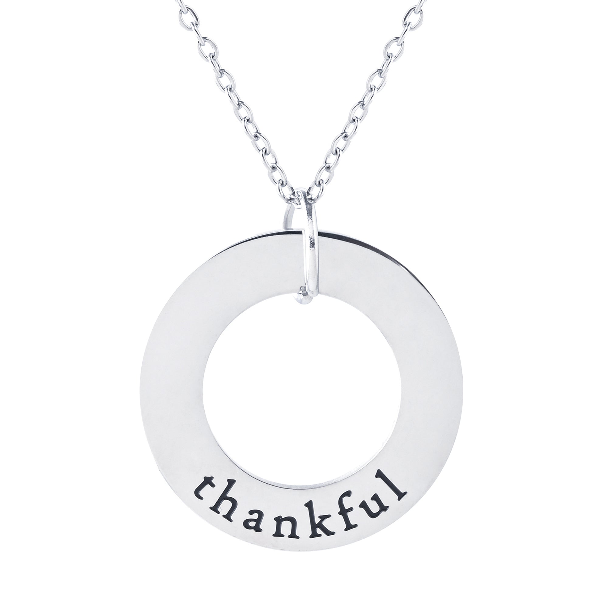 Thankful Stainless Steel Ring Pendant with Card