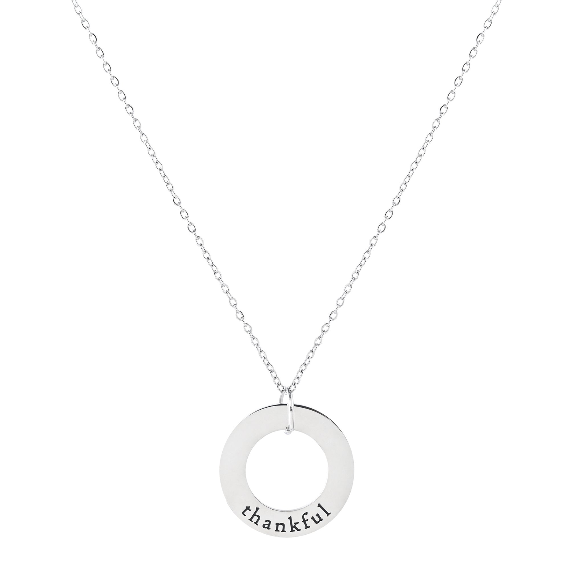 Thankful Stainless Steel Ring Pendant with Card