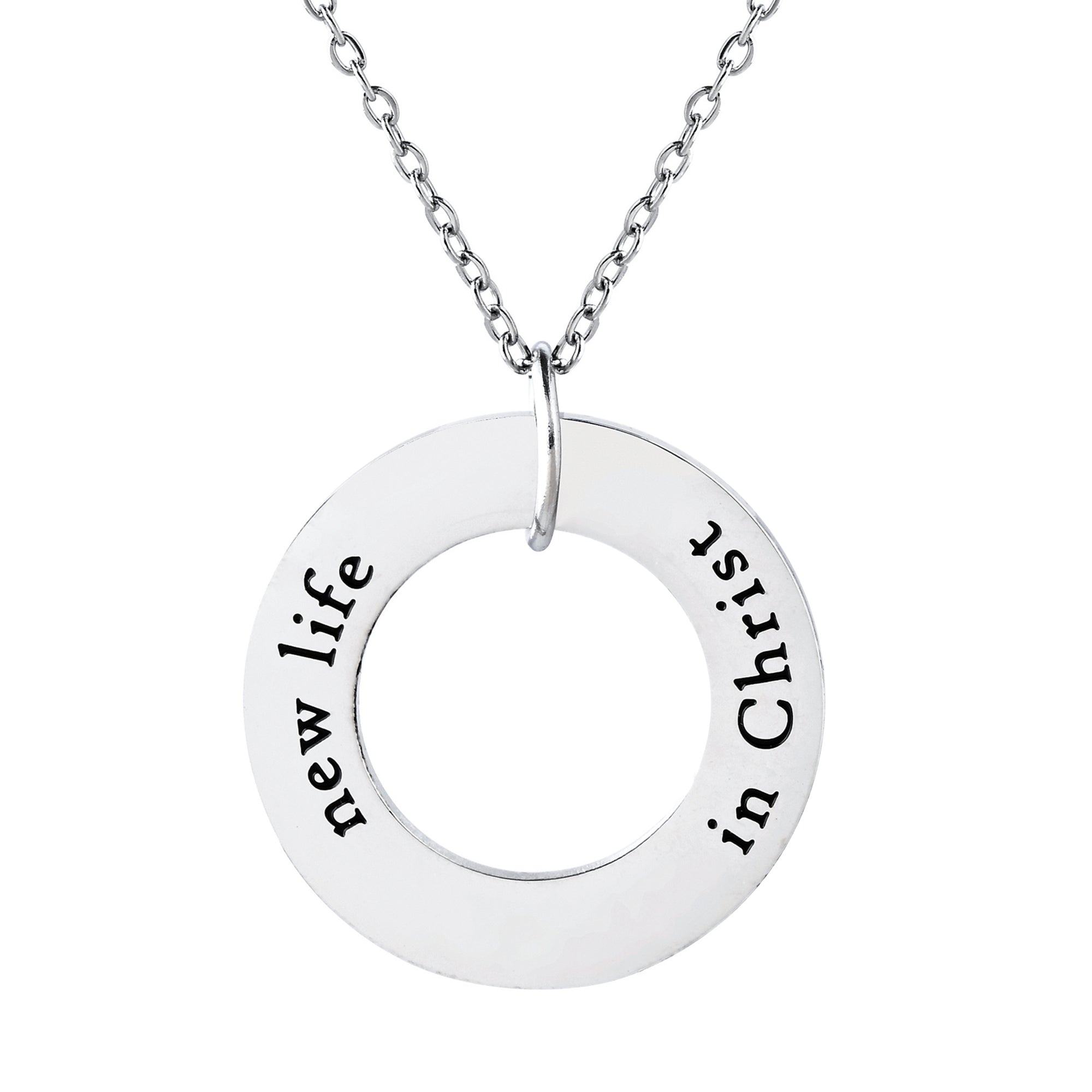 New Life in Christ Stainless Steel Ring Pendant with Card