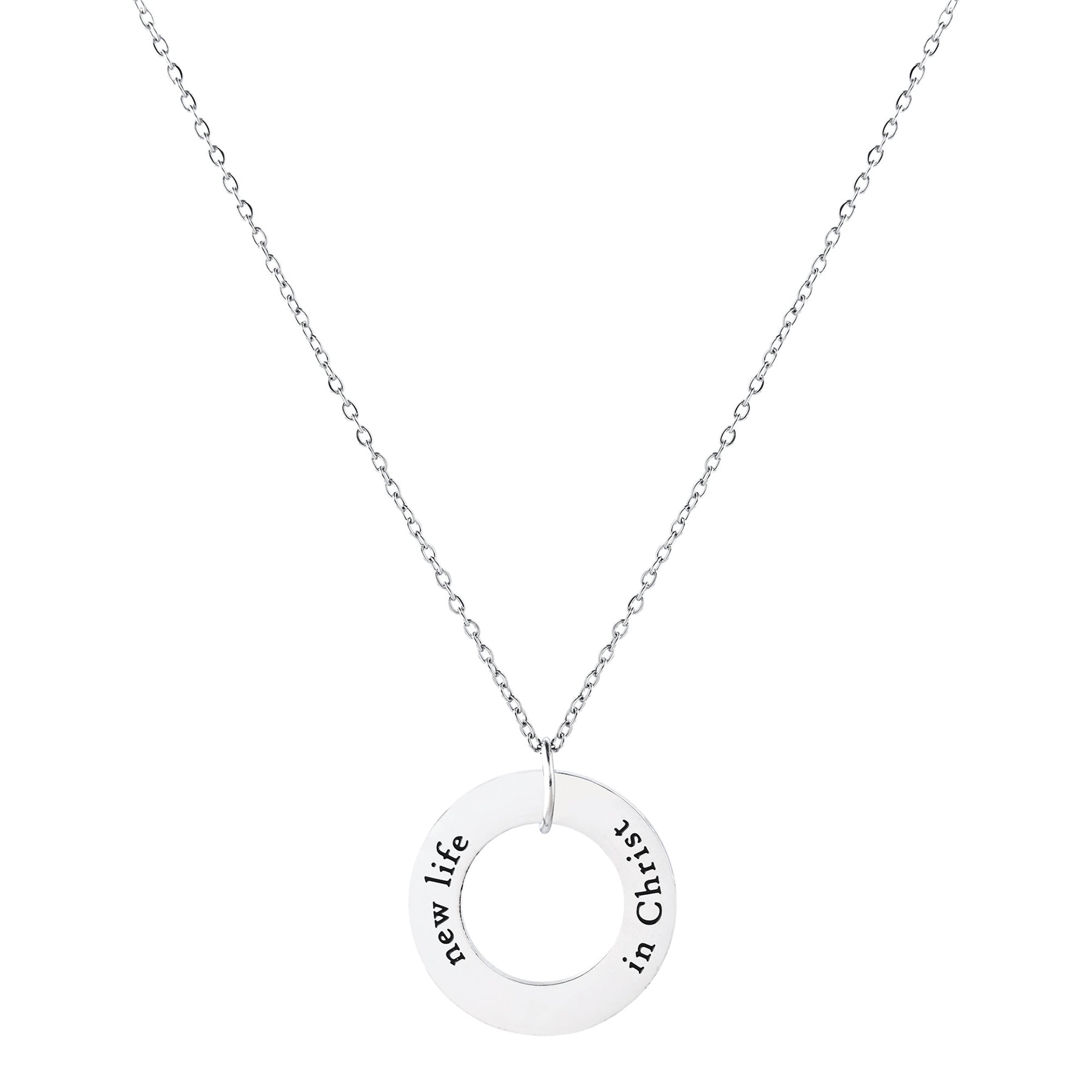 New Life in Christ Stainless Steel Ring Pendant with Card