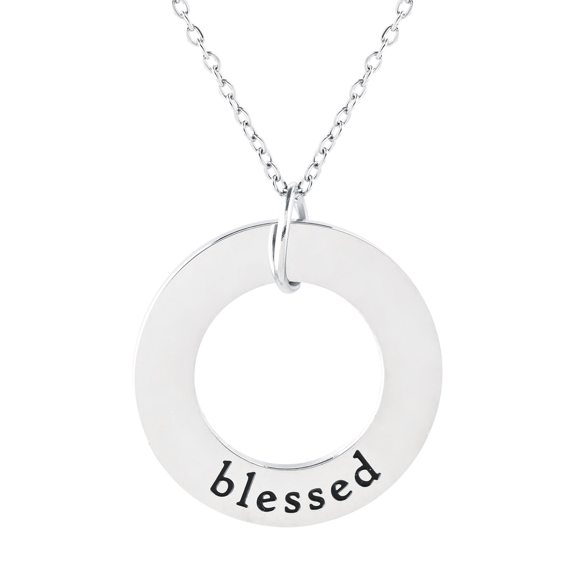 Blessed Stainless Steel Ring Pendant with Card