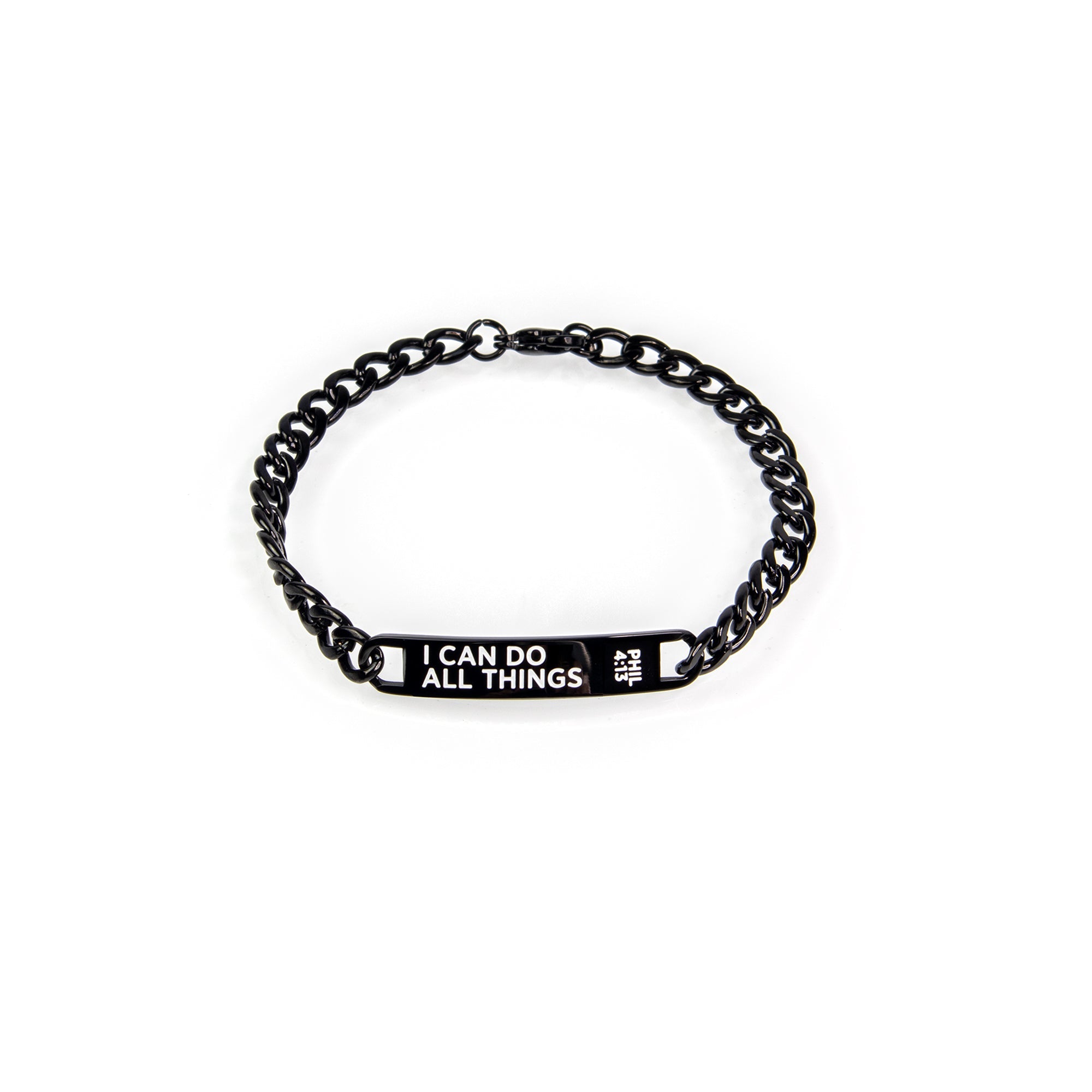Stainless Steel Black ID Bracelet – I Can Do All Things, Phil 4:13
