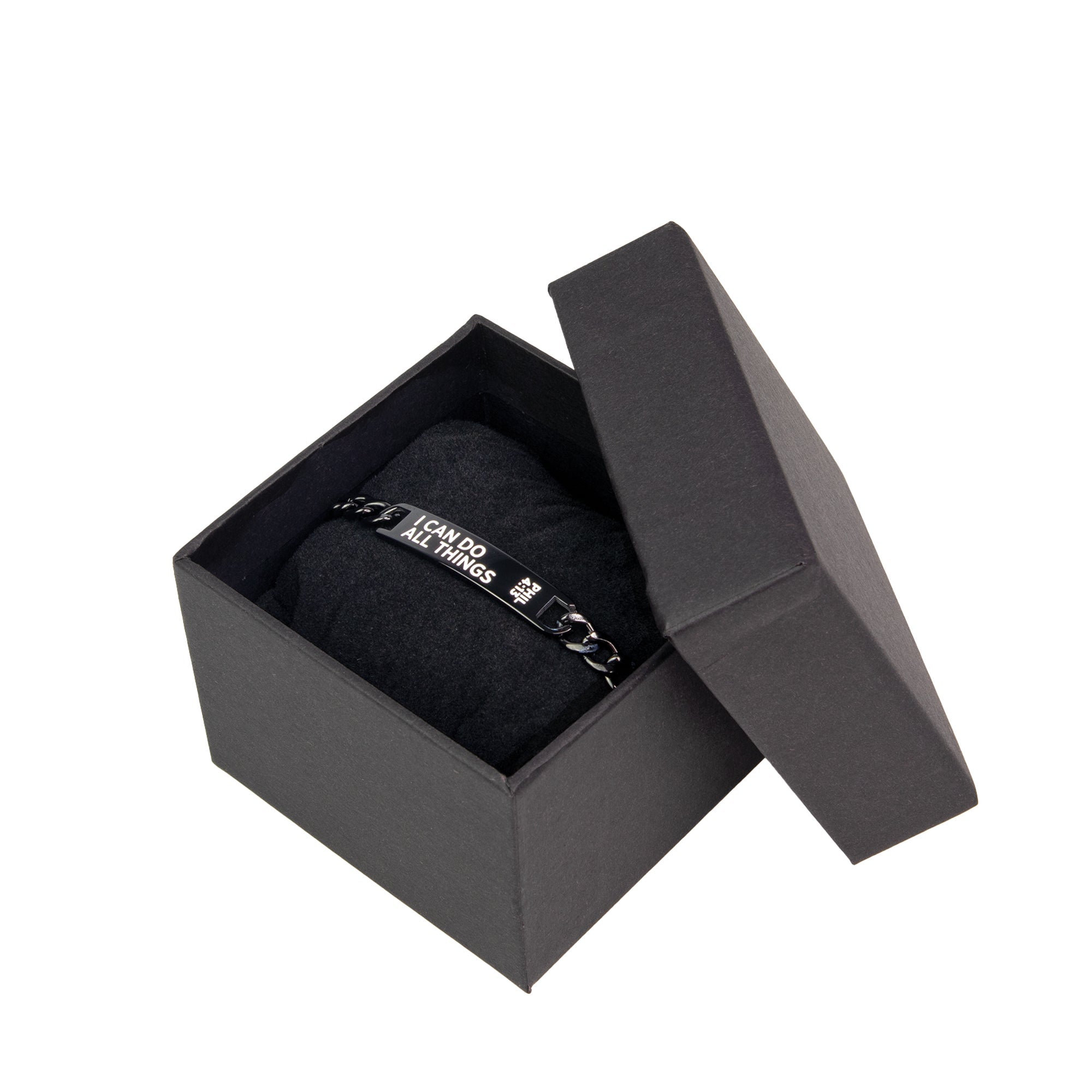 Stainless Steel Black ID Bracelet – I Can Do All Things, Phil 4:13
