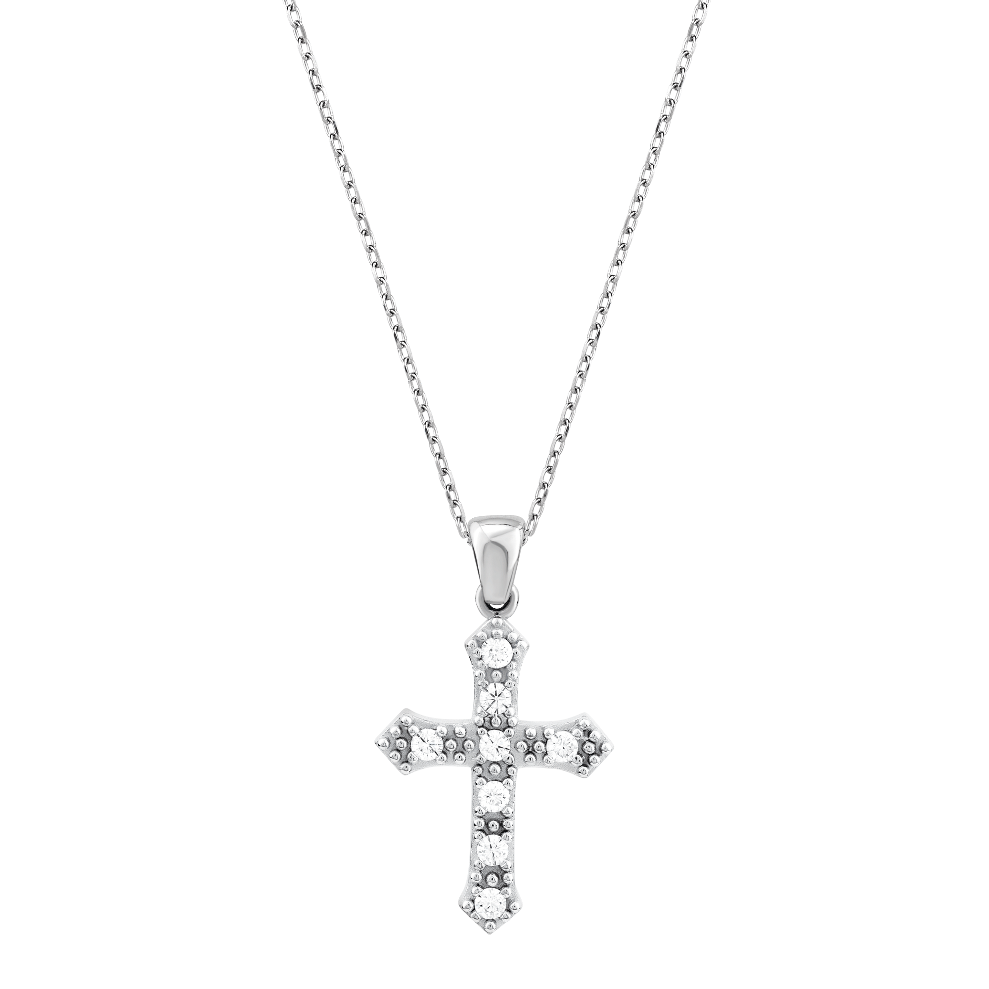 Sterling Silver Cross with CZ Accents