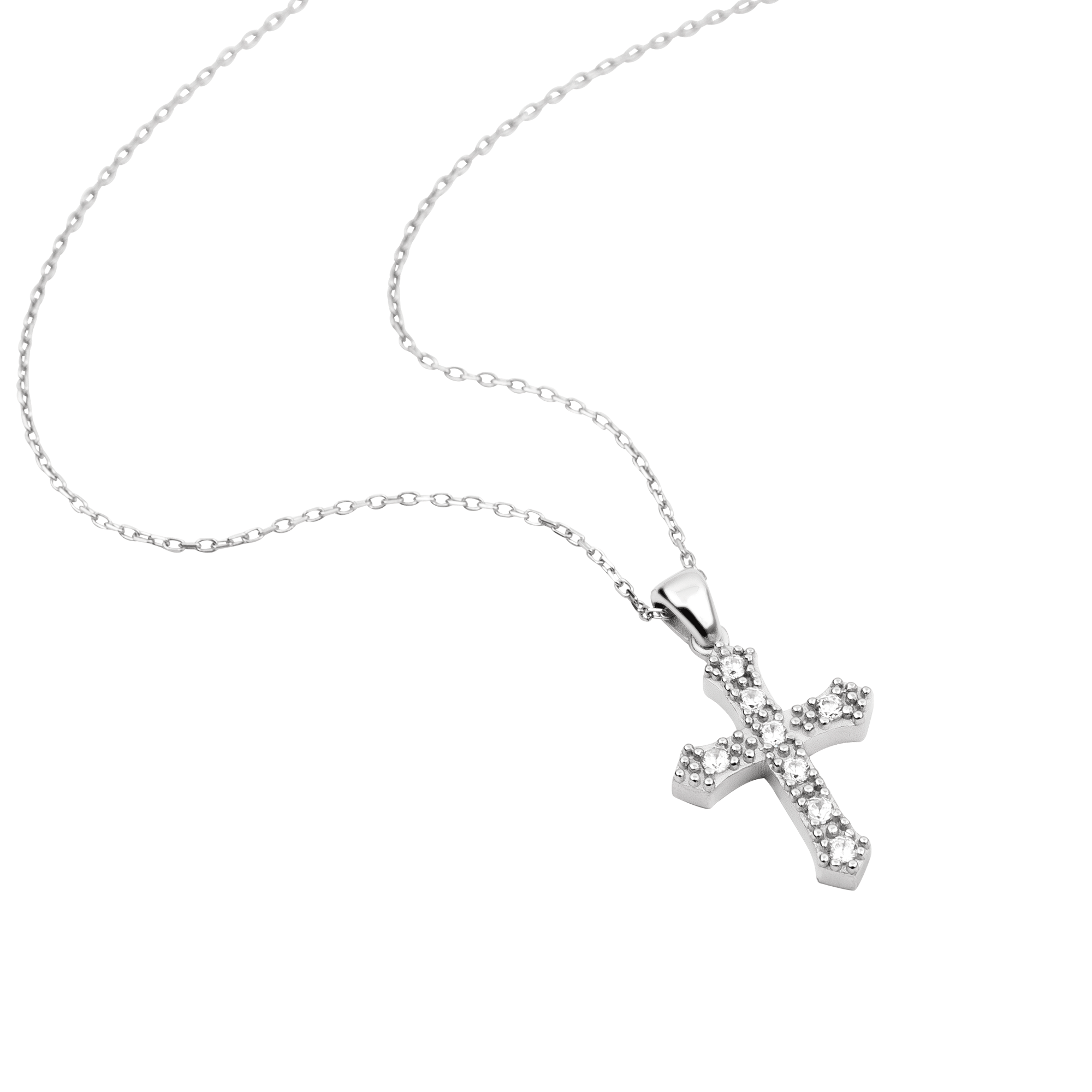 Sterling Silver Cross with CZ Accents