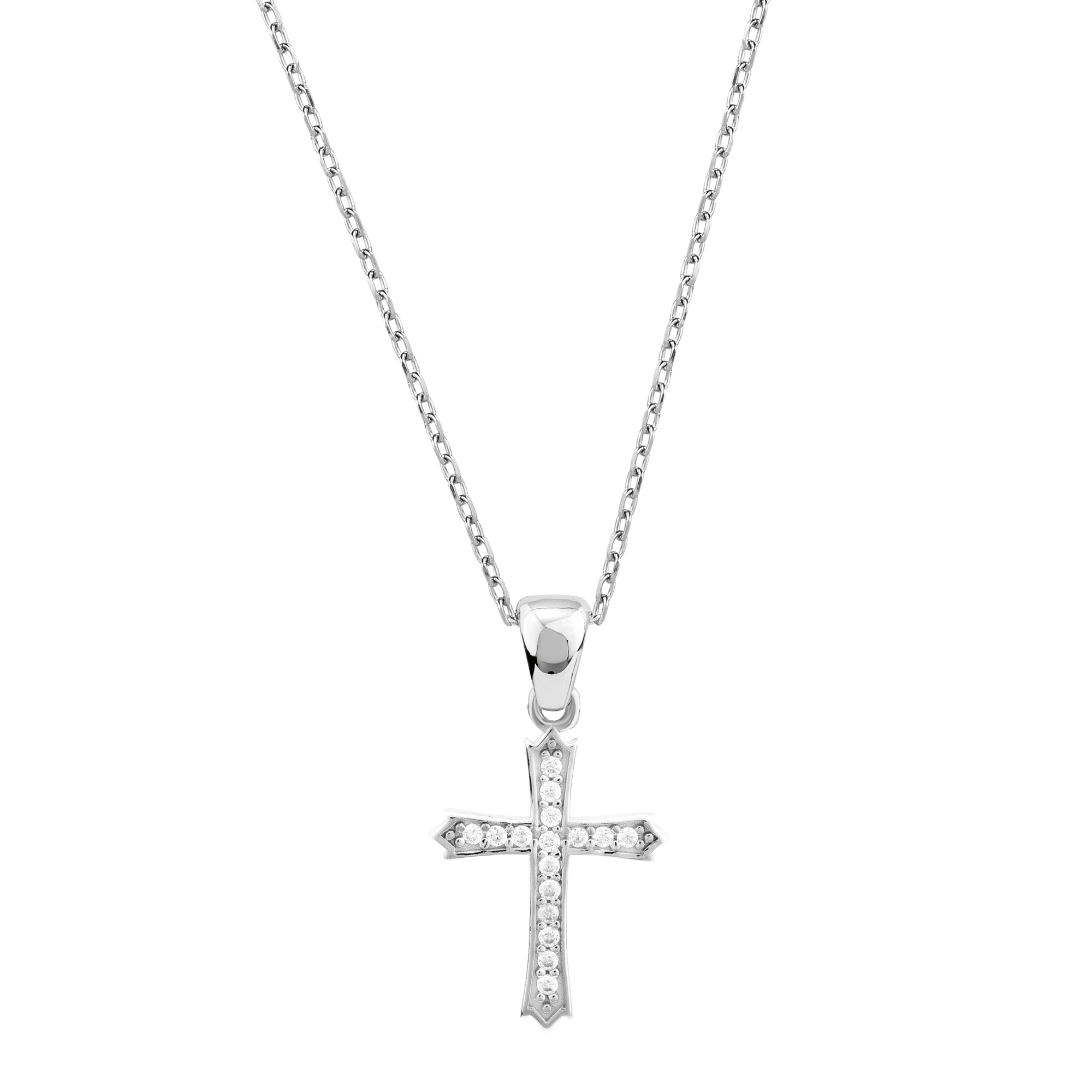 Sterling Silver Coptic Cross with CZ Accents