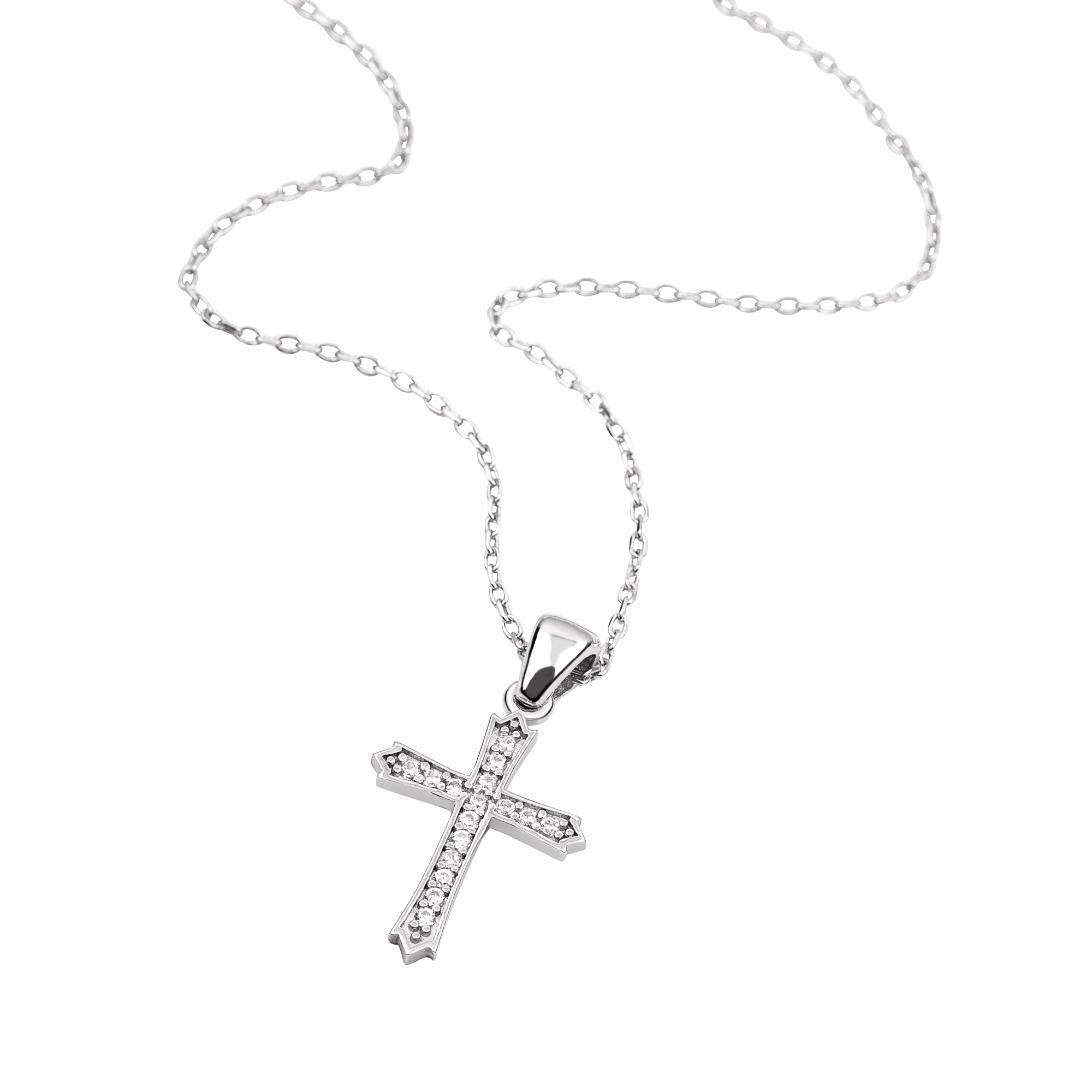 Sterling Silver Coptic Cross with CZ Accents