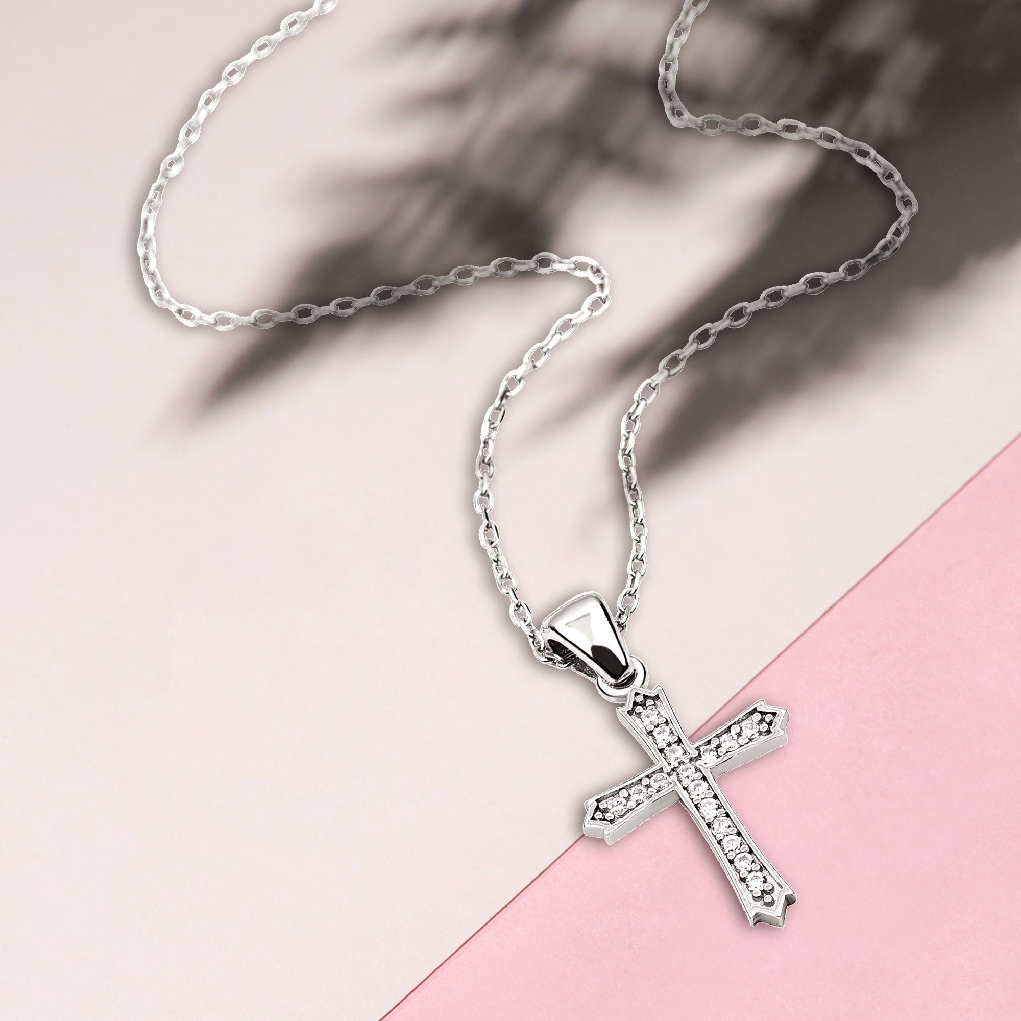 Sterling Silver Coptic Cross with CZ Accents