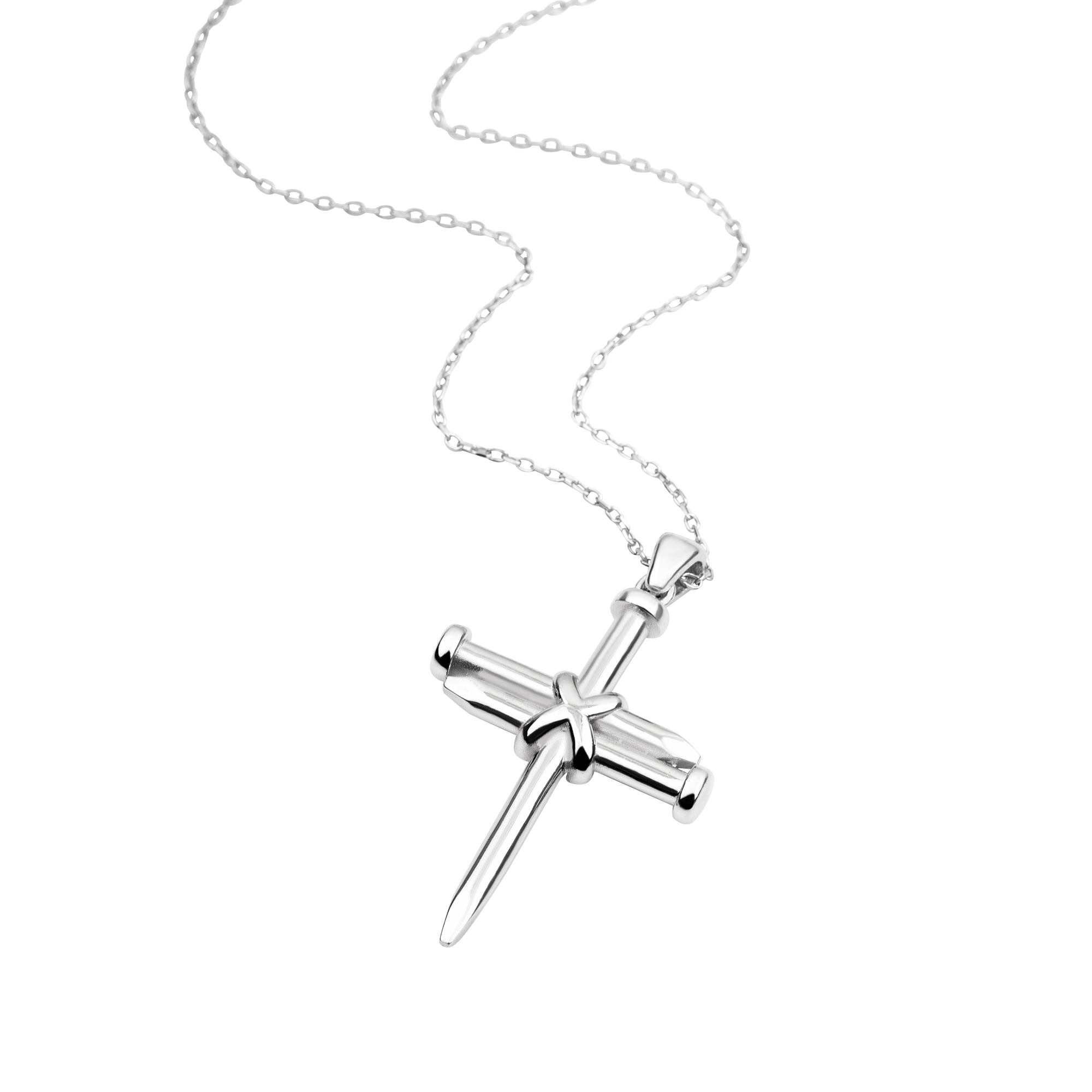 Three Nail Cross Sterling Silver Pendant