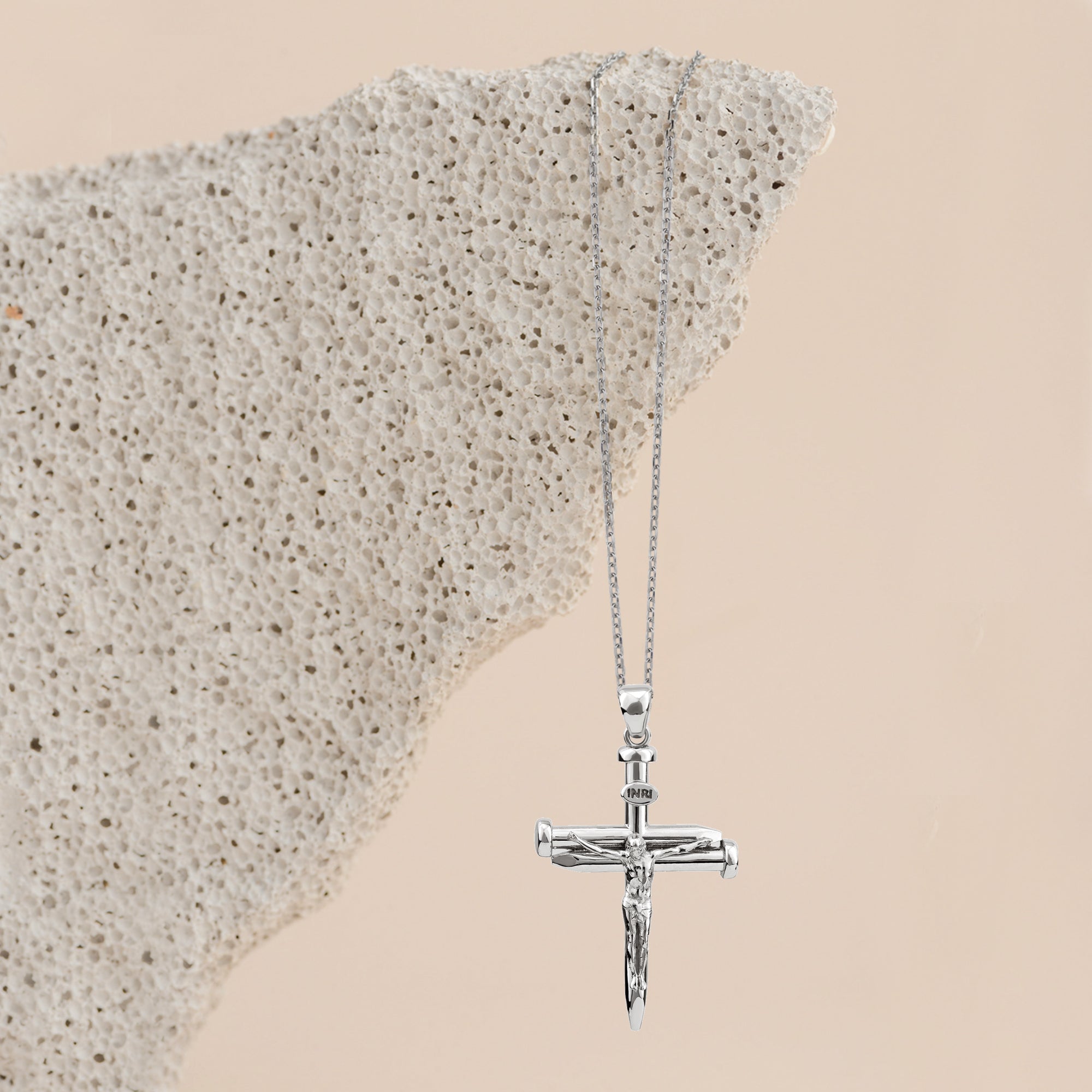 Three Nail Crucifix Sterling Silver Pendant