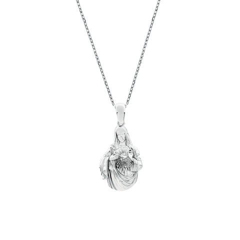 Immaculate Heart of Mary Cutout Sterling Silver Pendant