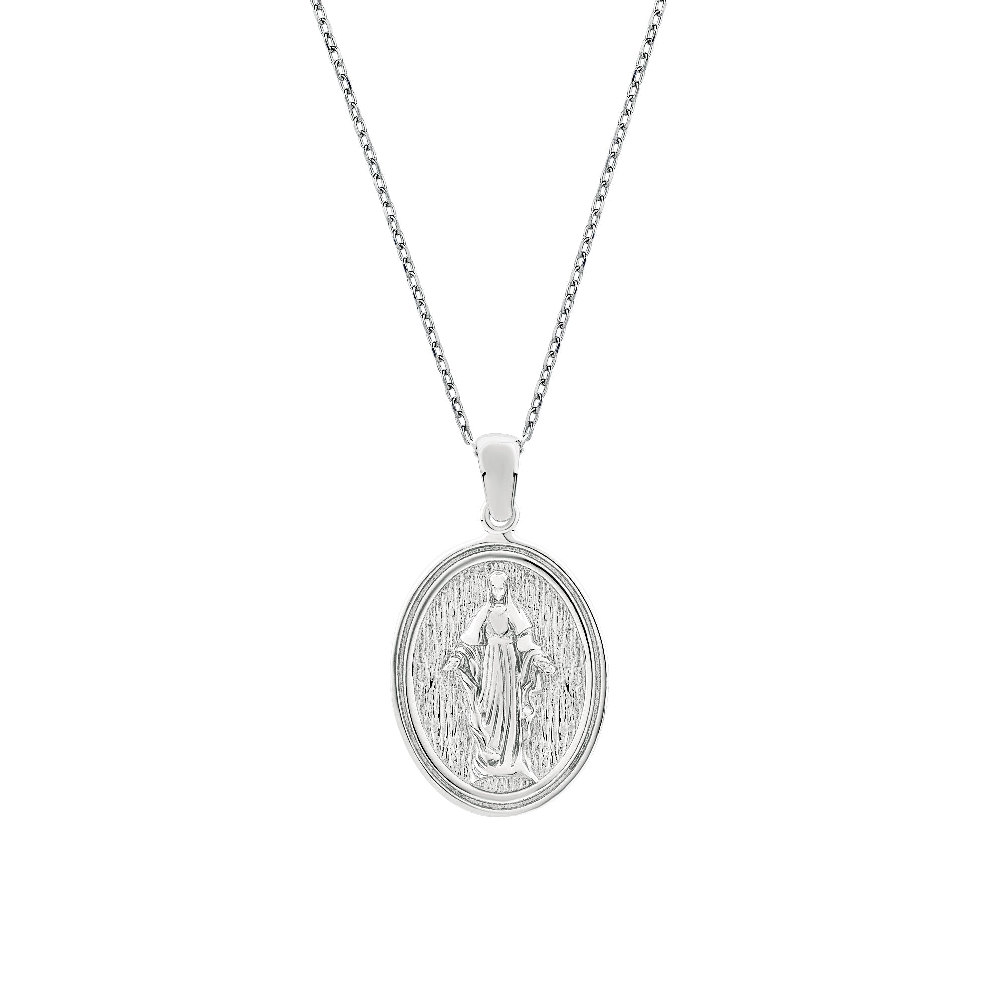 Our Lady of Grace Large Sterling Silver Pendant