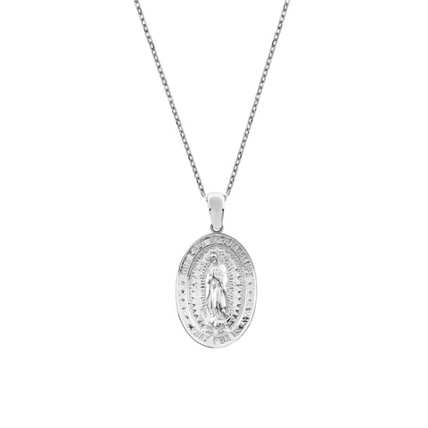Our Lady of Guadalupe Oval Sterling Silver Pendant