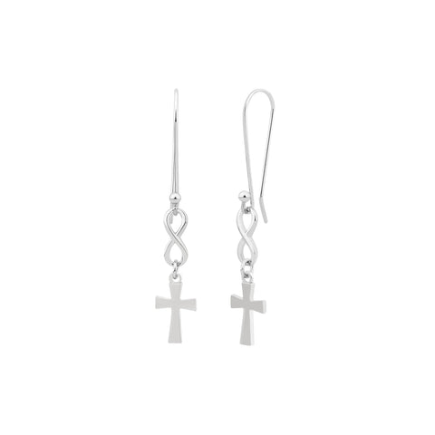Infinity Cross Sterling Silver Earrings