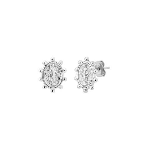 Our Lady of Grace Sterling Silver Stud Earrings