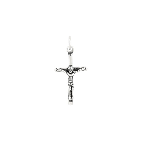 Wood Crucifix Small Antiqued Sterling Silver Pendant
