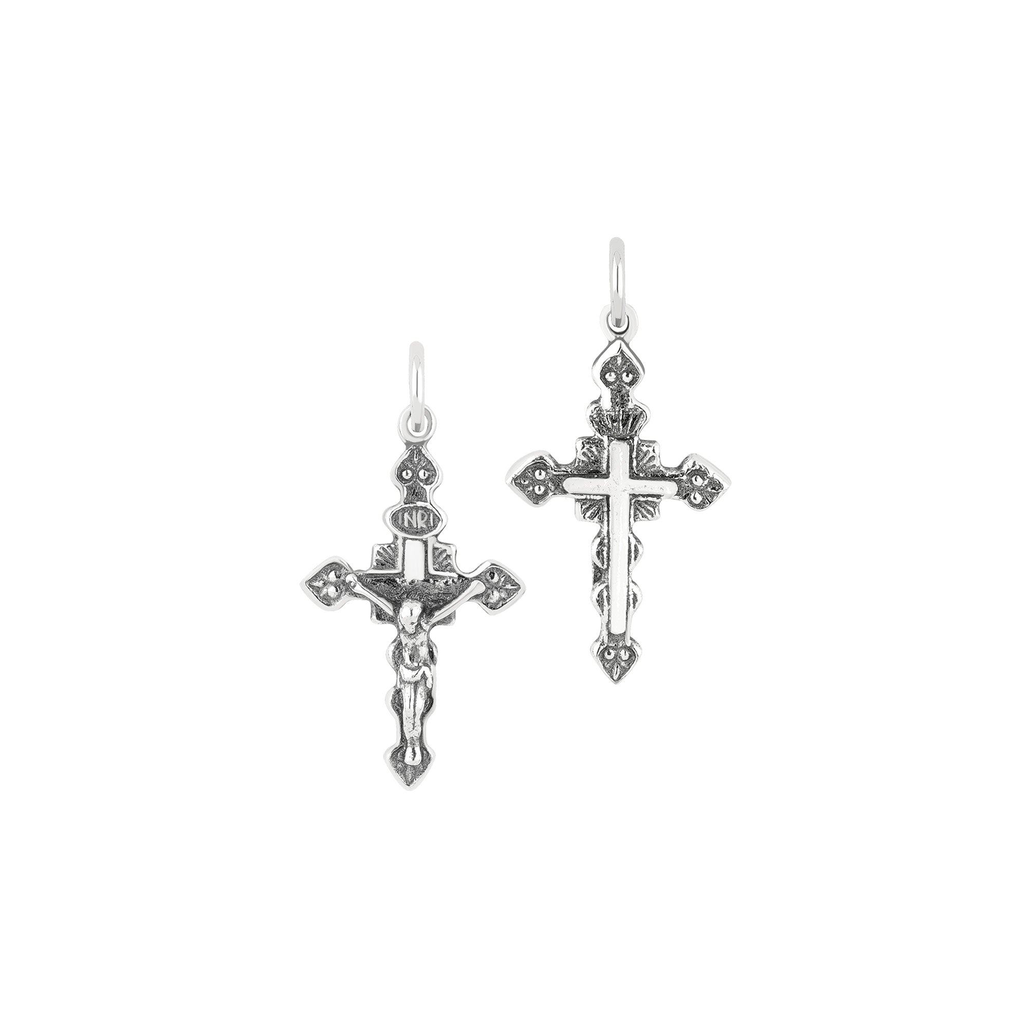 Antiqued Spaded Crucifix Sterling Silver Pendant