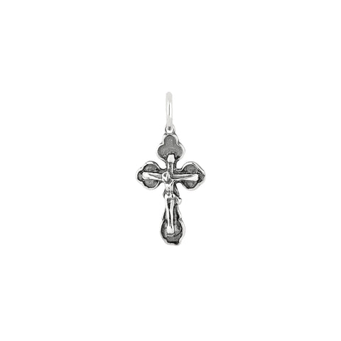 Small Budded Crucifix Antiqued Sterling Silver Pendant
