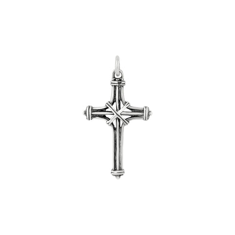 Banded Cross Antiqued Sterling Silver Pendant