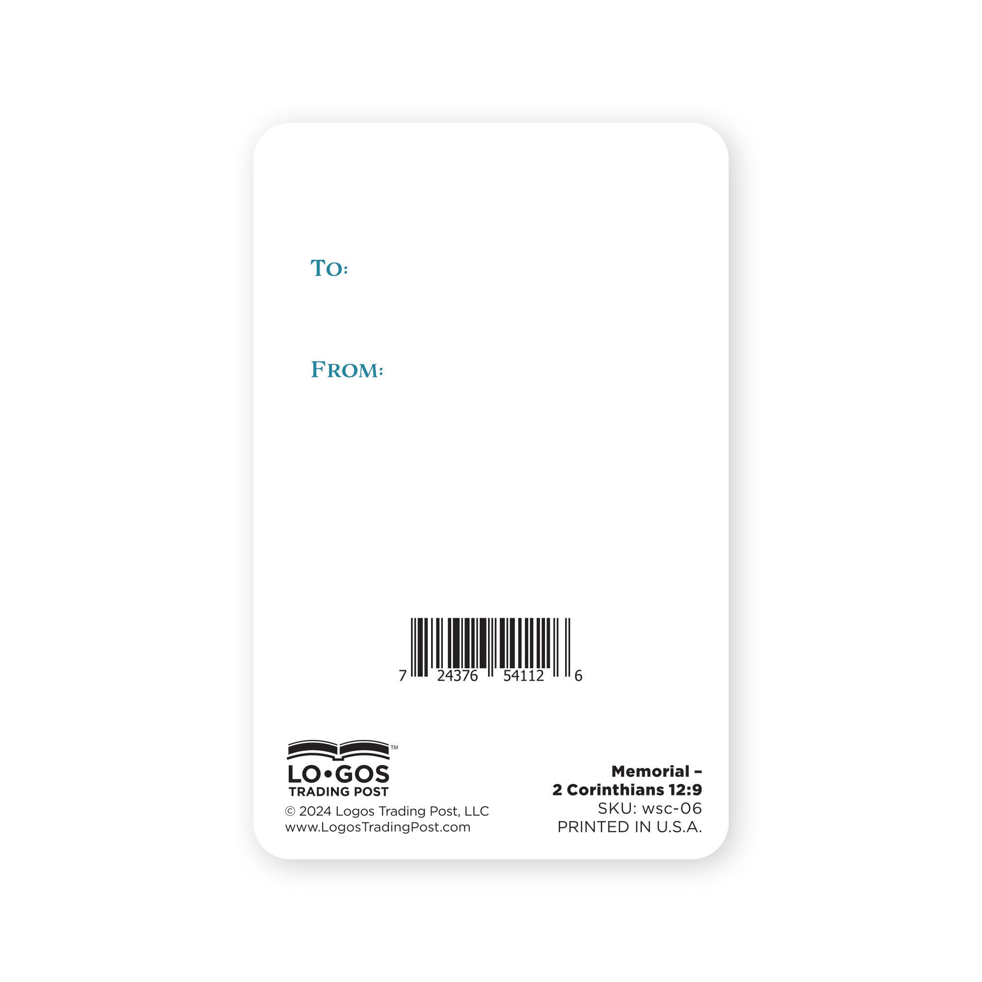 Wallet Scripture Card, Memorial – 2 Corinthians 12:9