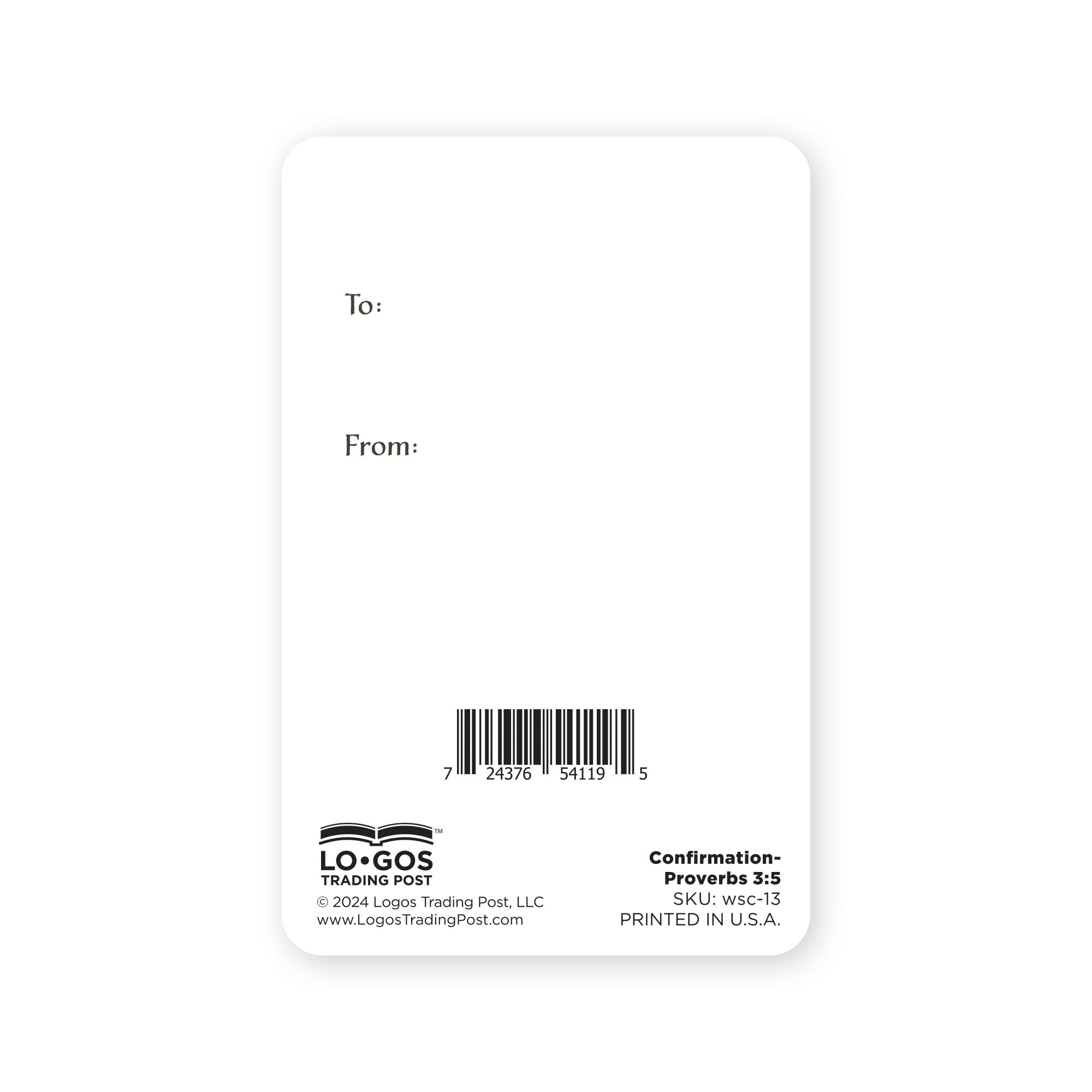 Wallet Scripture Card, Confirmation – Proverbs 3:5