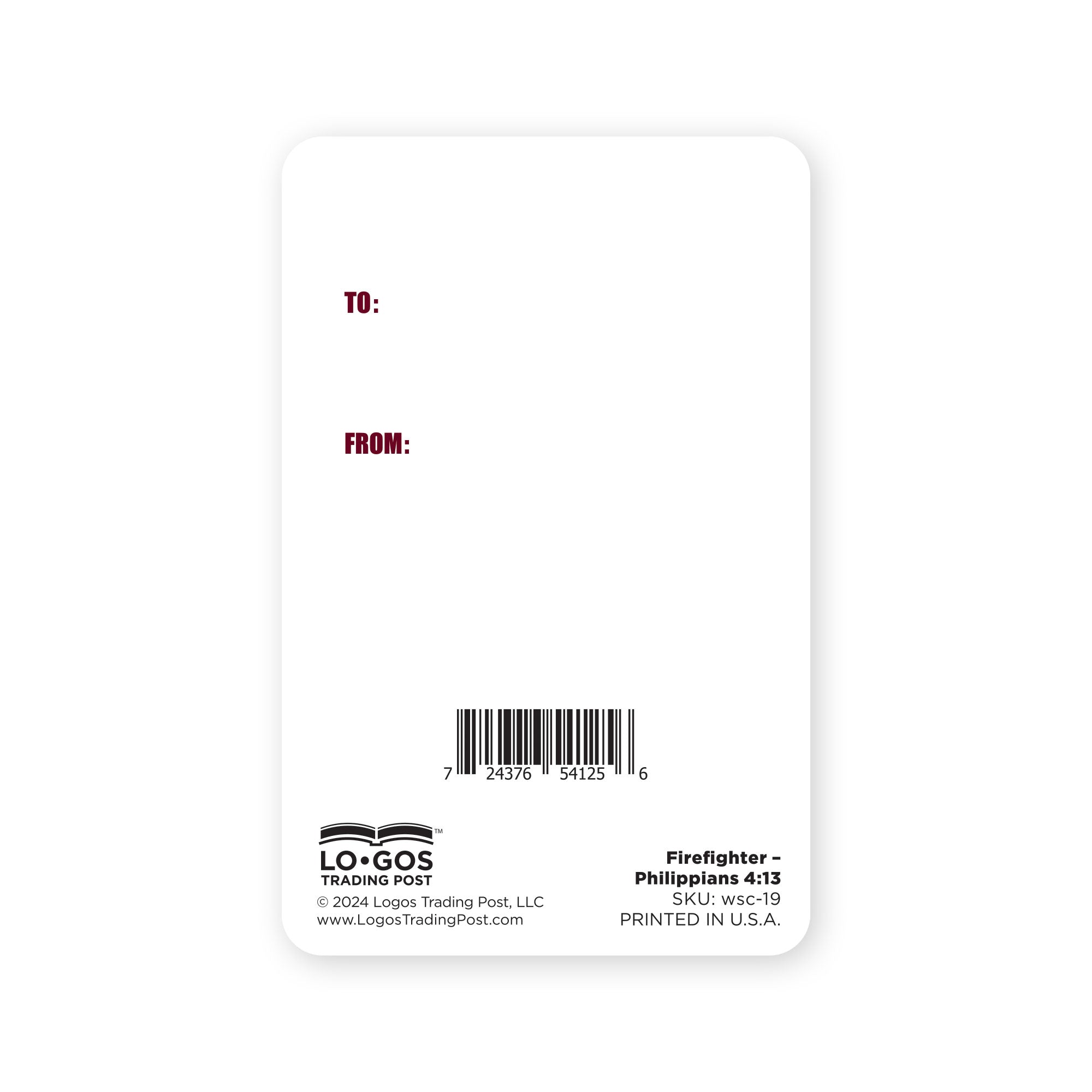 Wallet Scripture Card, Firefighter – Philippians 4:13