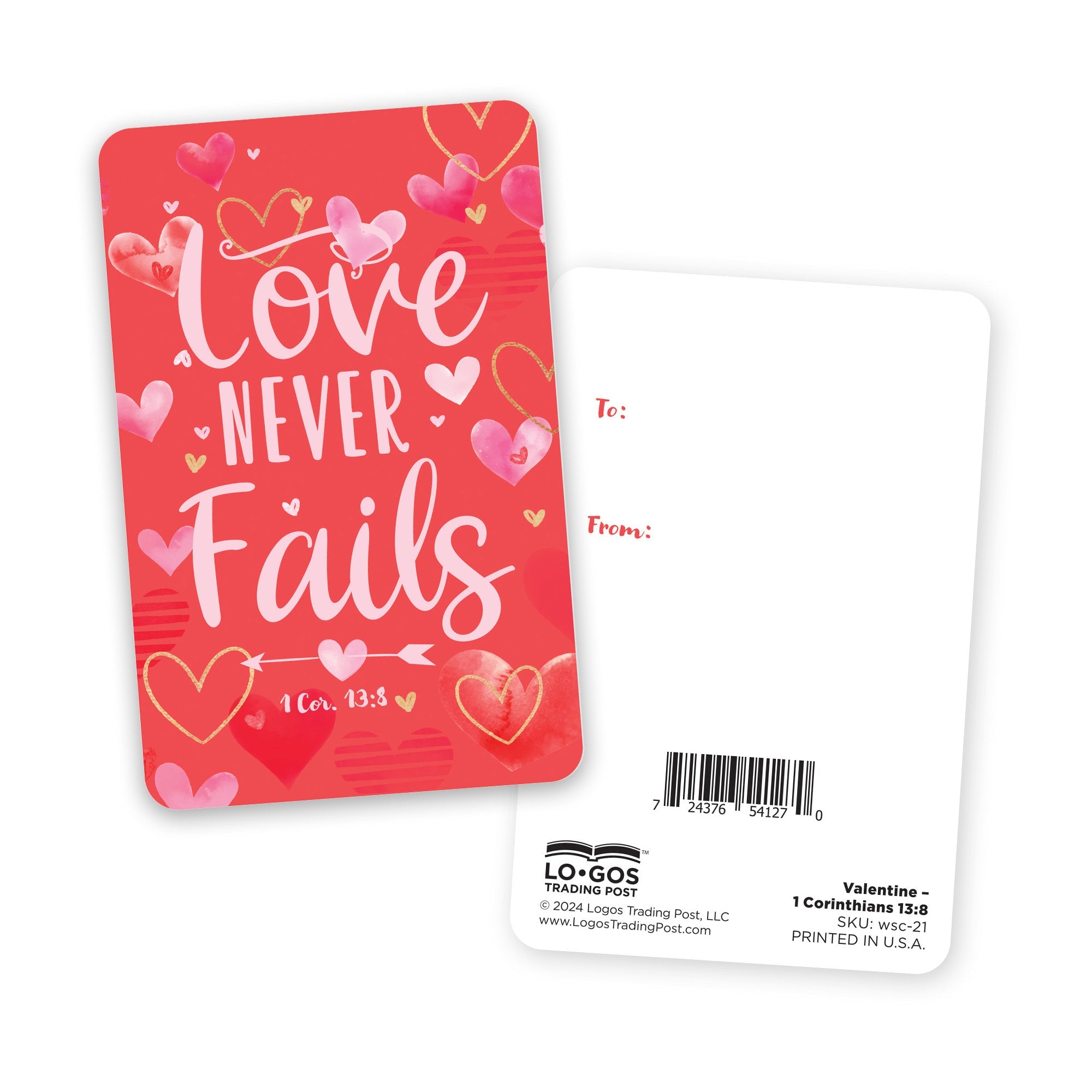 Wallet Scripture Card, Valentine – 1 Cor 13:8