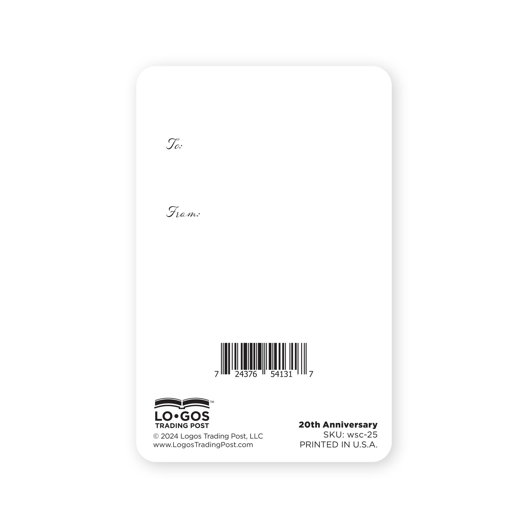 Pack of 12 - Wallet Scripture Card, 20th Anniversary