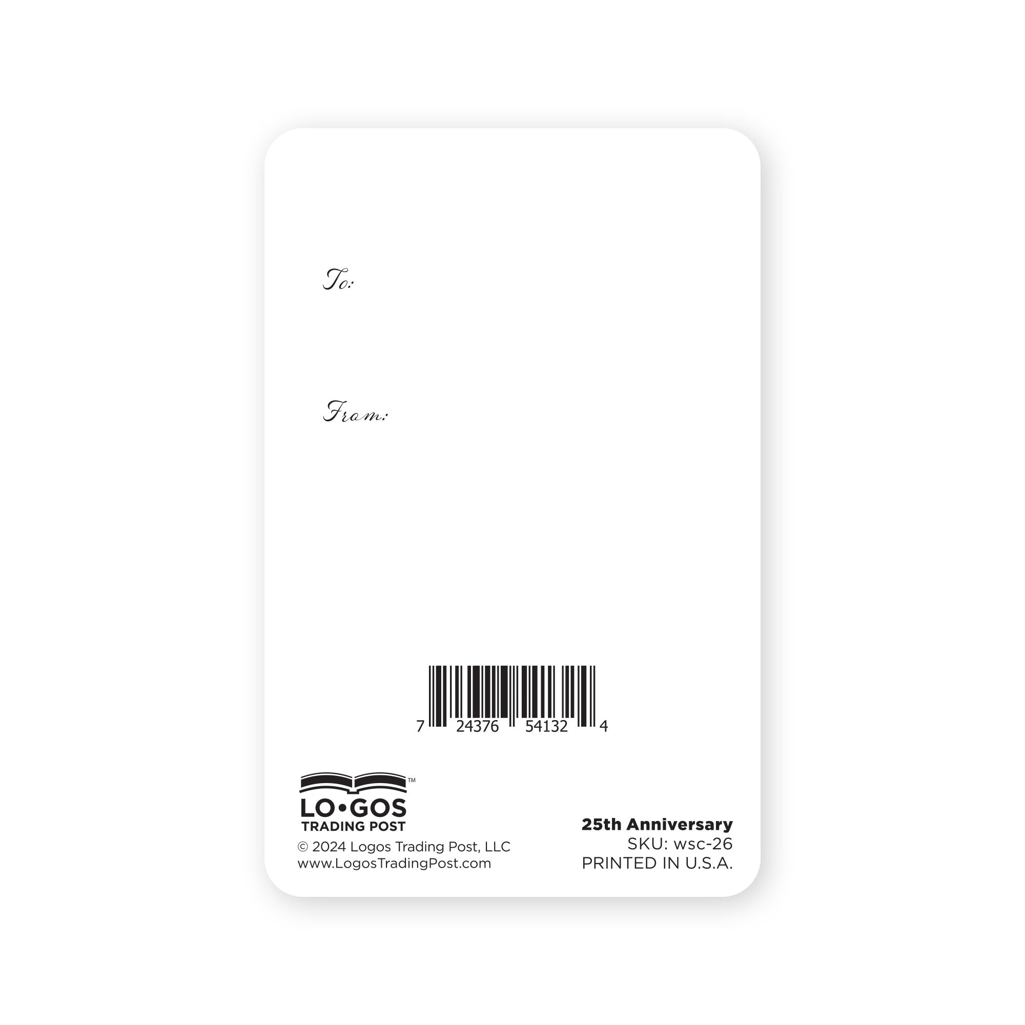 Pack of 12 - Wallet Scripture Card, 25th Anniversary