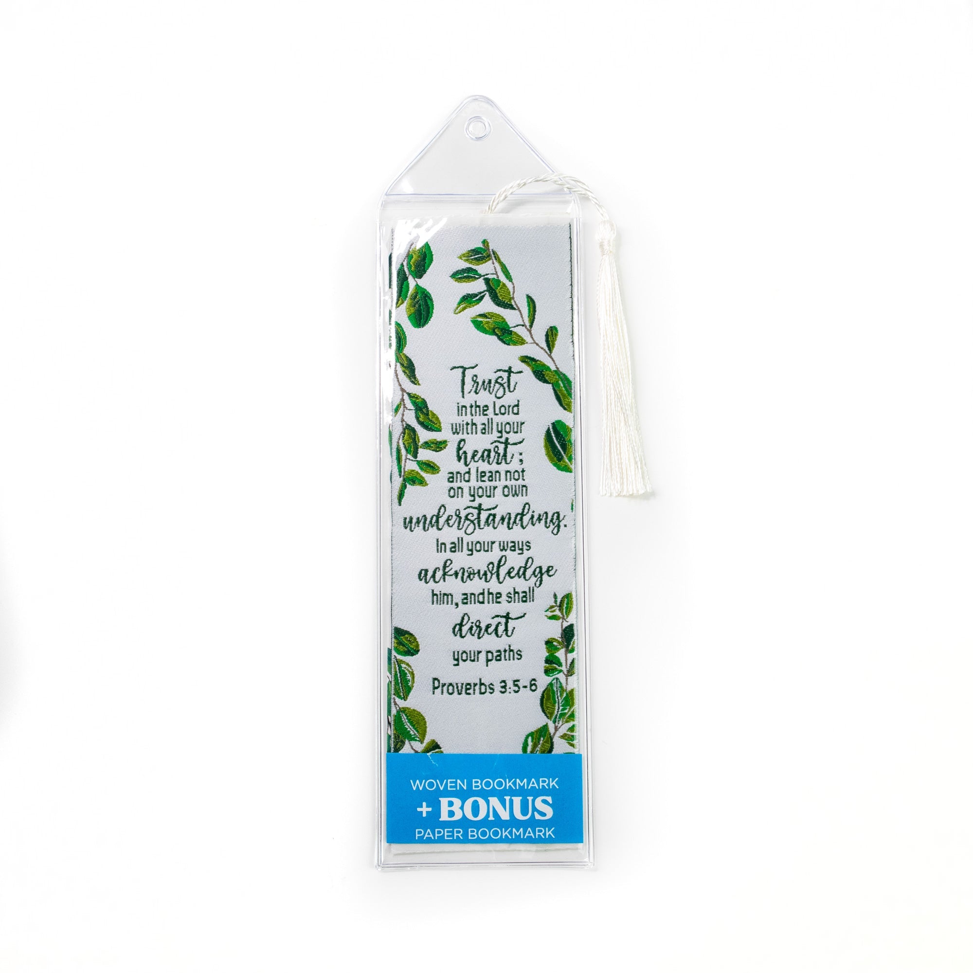 Trust in the Lord with all thine heart - Proverbs 3:5-6 Woven and Tasseled Bookmark Set