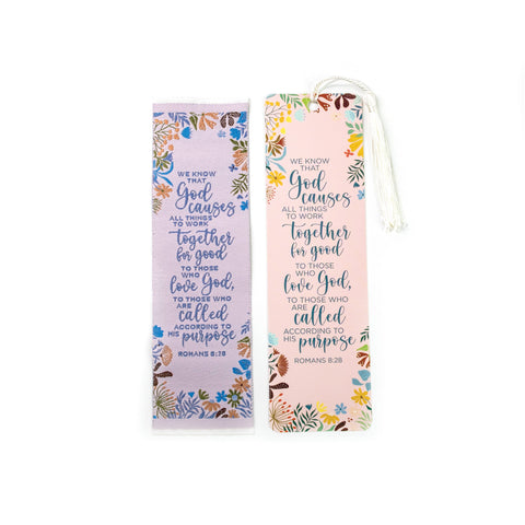 All things together for good - Romans 8:28 Woven and Tasseled Bookmark Set