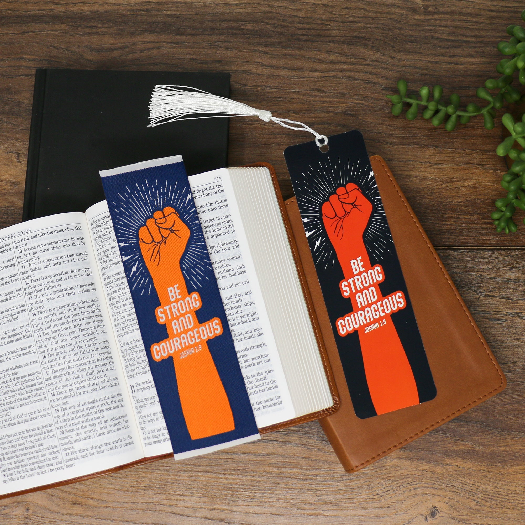 Be Strong and Courageous - Joshua 1:9 Woven and Tasseled Bookmark Set
