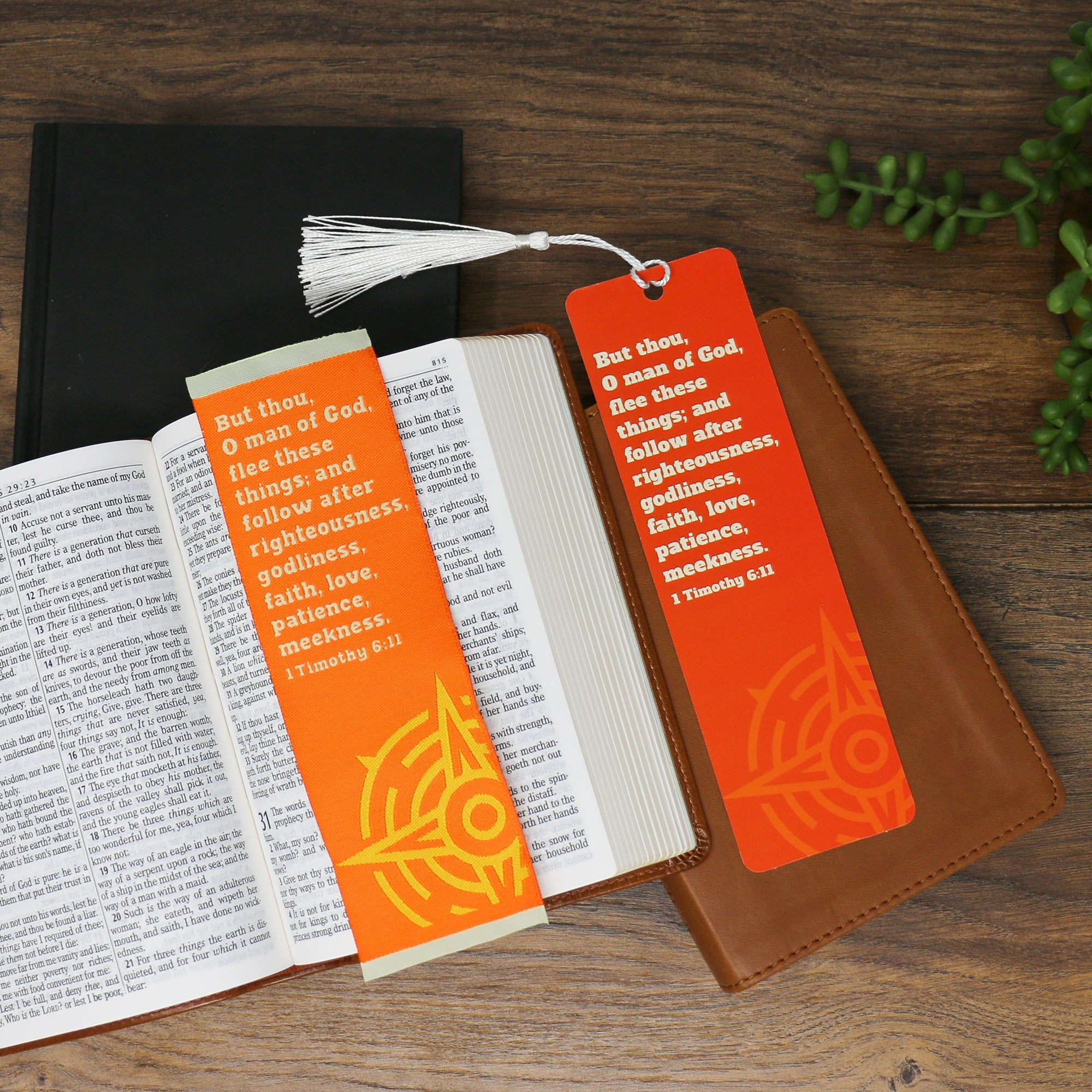 O man of God - 1 Timothy 6:11 Woven and Tasseled Bookmark Set