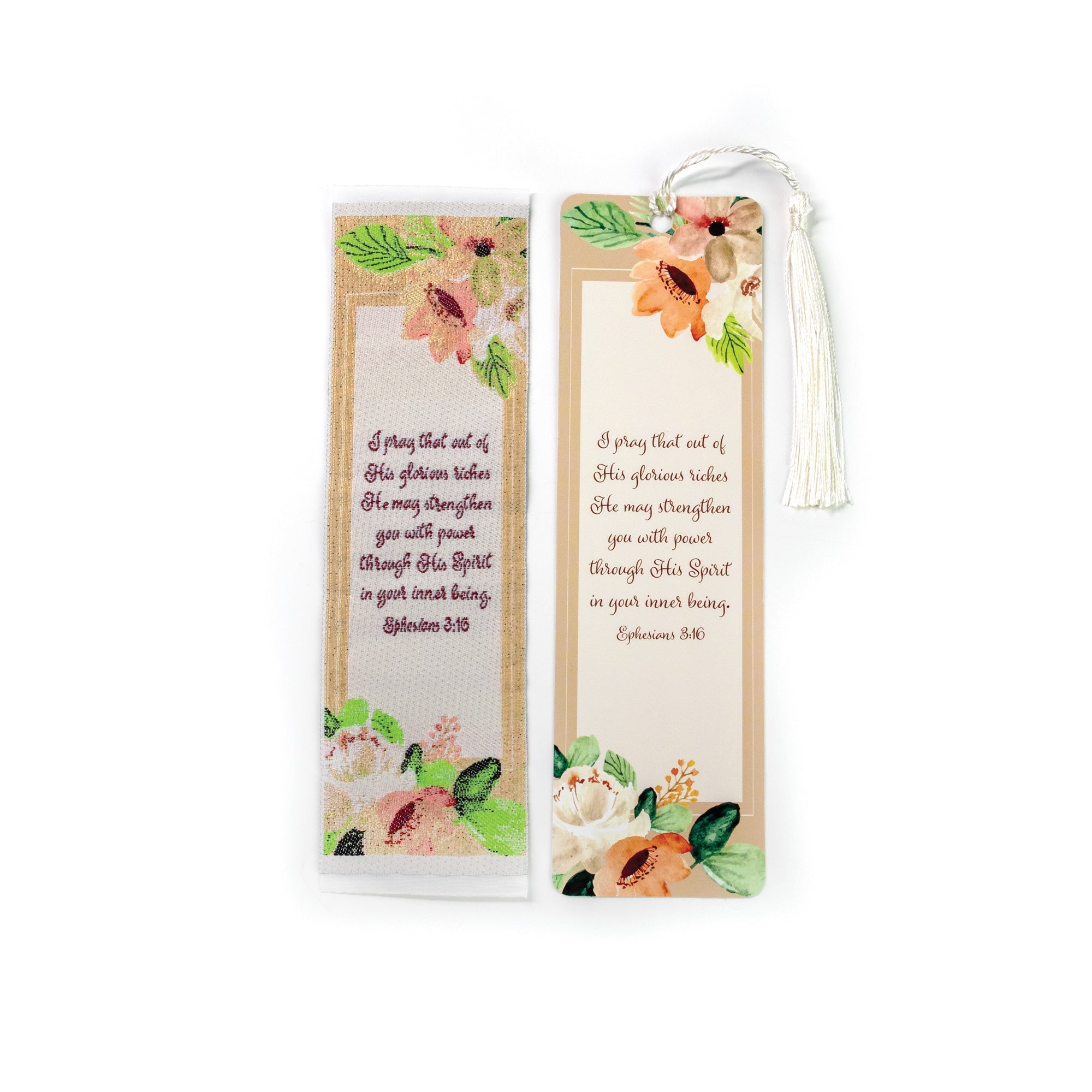 Strengthen you with power - Ephesians 3:16 Woven and Tasseled Bookmark Set
