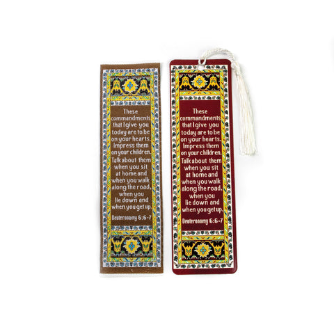 These commandments – Deuteronomy 6:6-7 Woven and Tasseled Bookmark Set