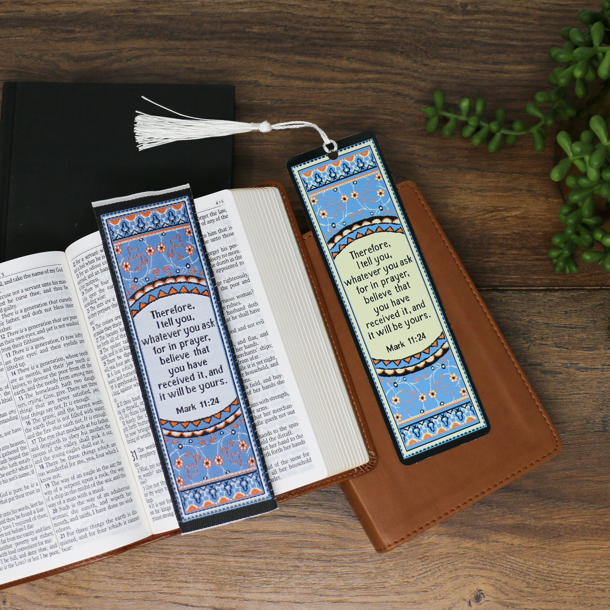 Ask in prayer – Mark 11:24 Woven and Tasseled Bookmark Set