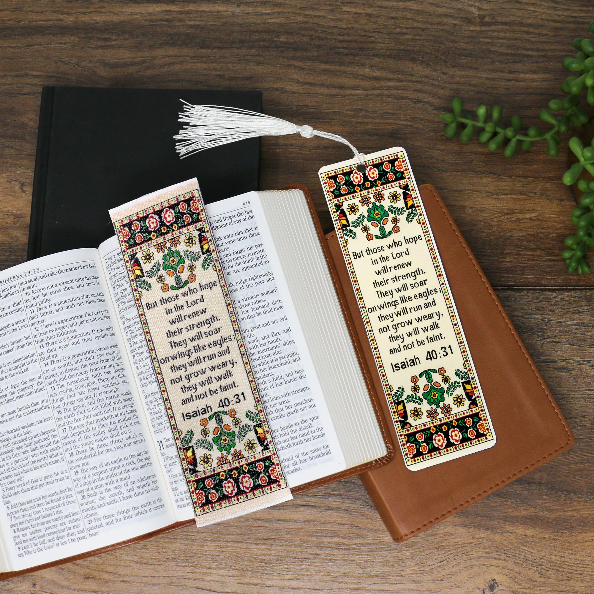 Those who hope in the Lord – Isaiah 40:31 Woven and Tasseled Bookmark Set