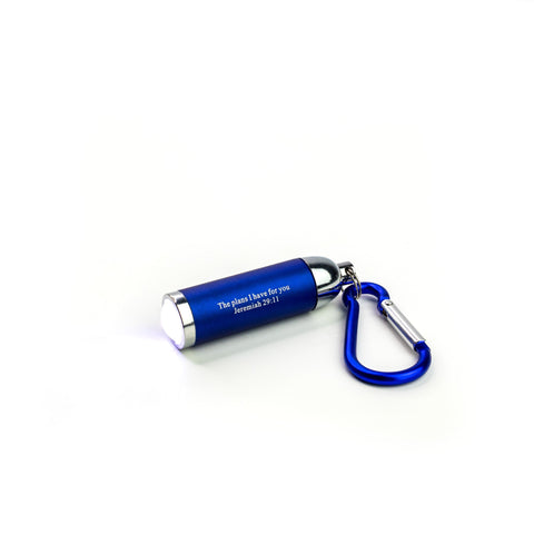 The Plans I have for You – Blue 1 LED Flashlight with Carabiner