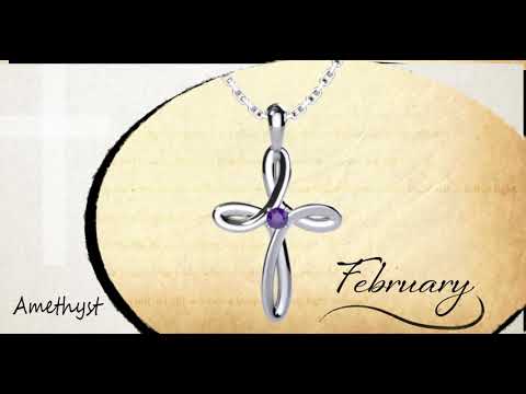 February Amethyst Birthstone Swirl Cross Sterling Silver Pendant Necklace - With 18" Sterling Silver Chain video shows a 360 degree view of the pendent