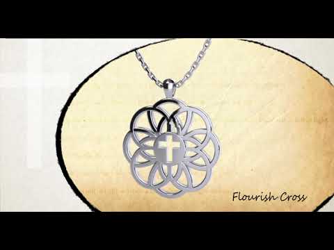360 degree view of Flourish Cross Sterling Silver Necklace