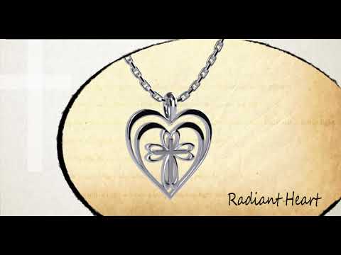 360 degree view of Radiant Heart with Cross Sterling Silver Necklace
