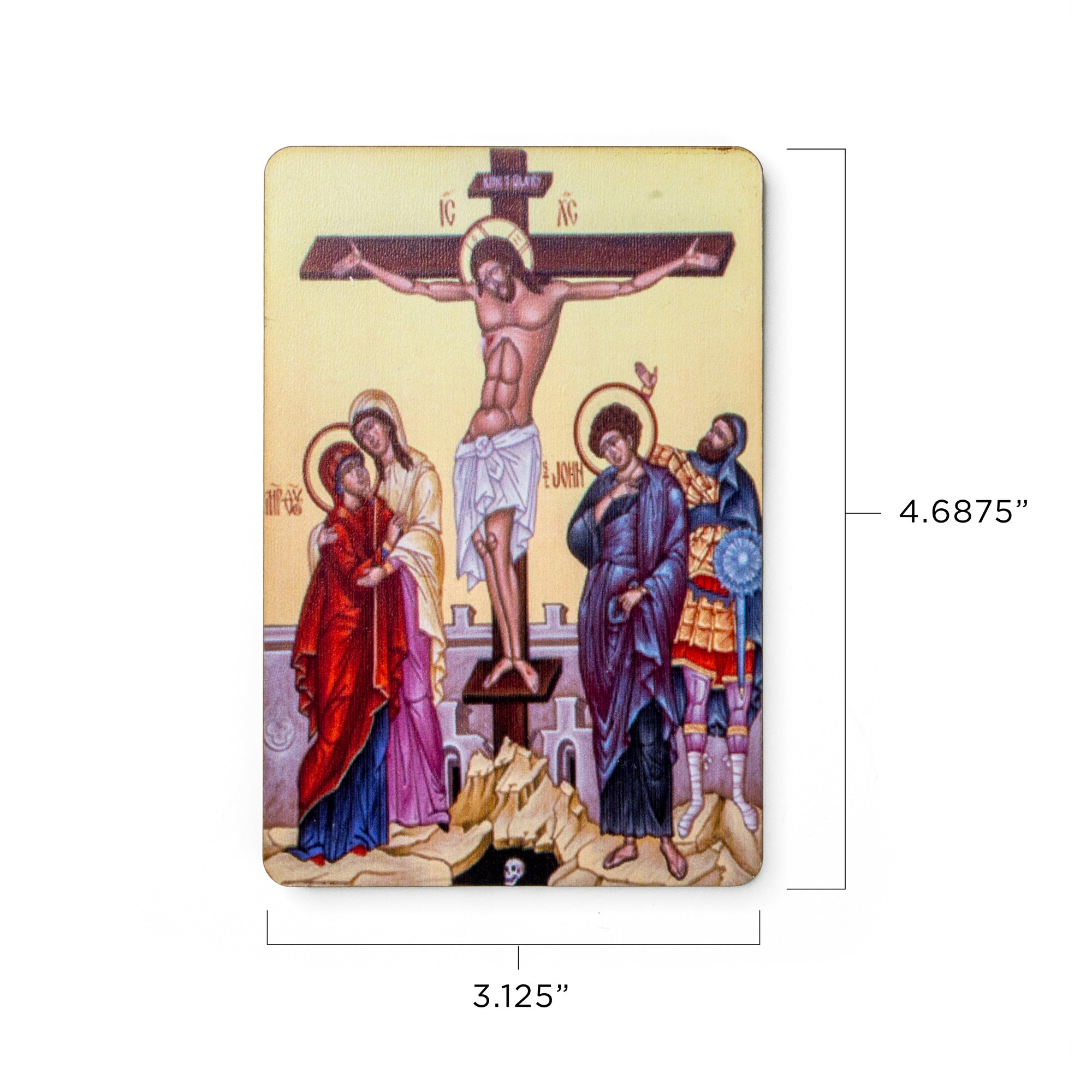 Crucifixion - Byzantine - Wooden Icon with Magnet and Stand