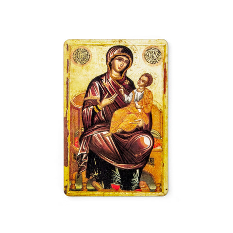 Virgin Mary Hope of all Faithful - Byzantine - Wooden Icon with Magnet and Stand