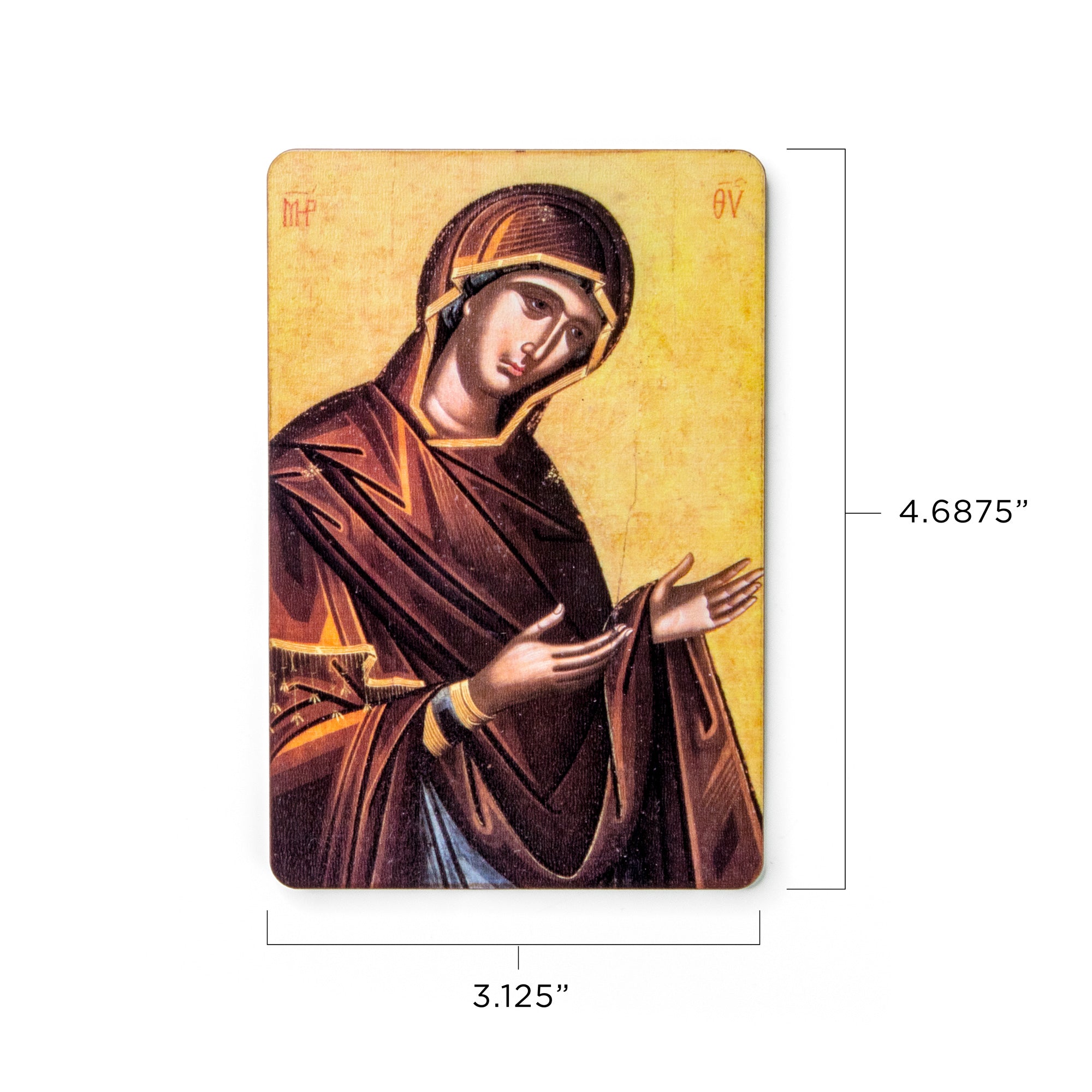 Virgin Mary - Byzantine - Wooden Icon with Magnet and Stand