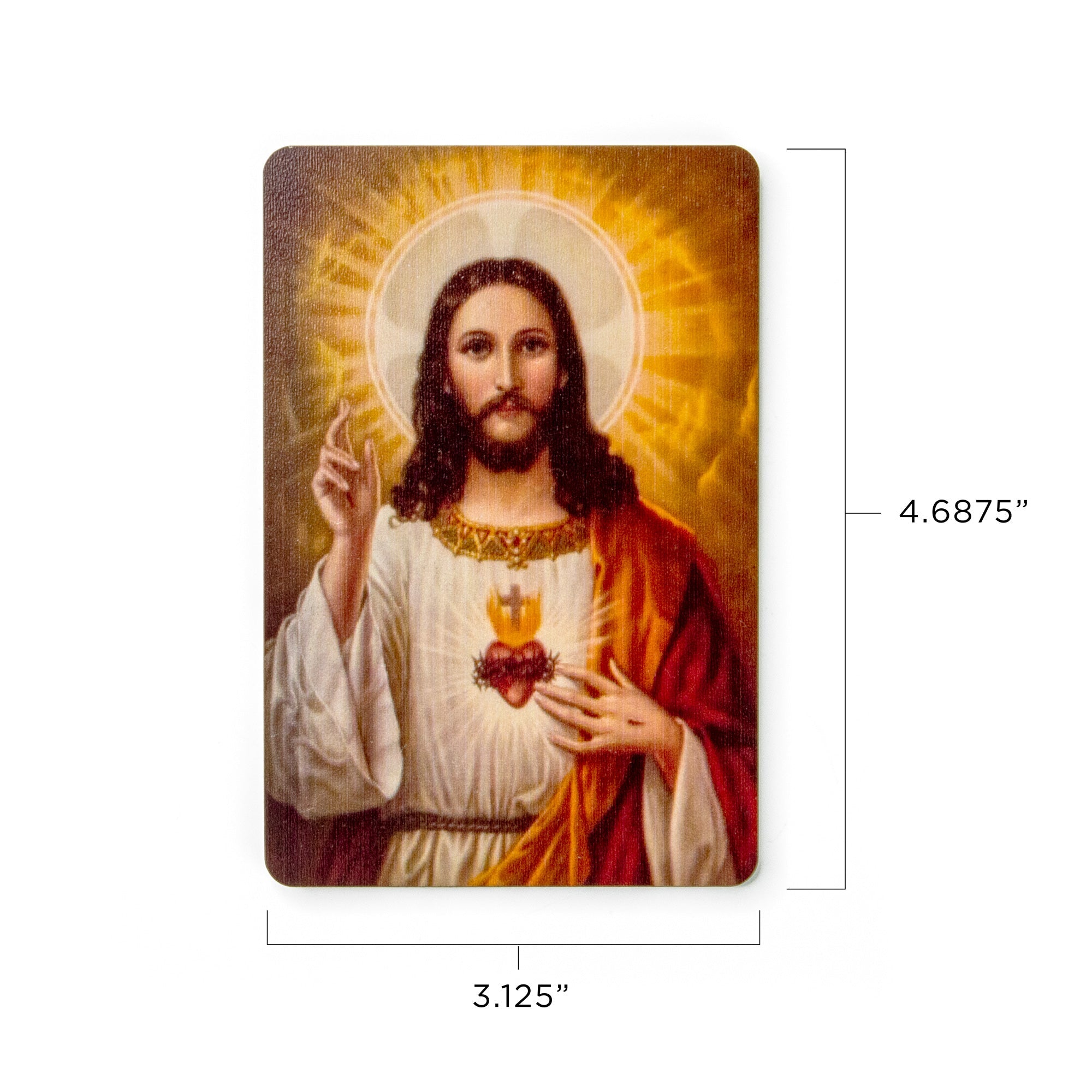 Jesus Christ Sacred Heart - Wooden Icon with Magnet and Stand