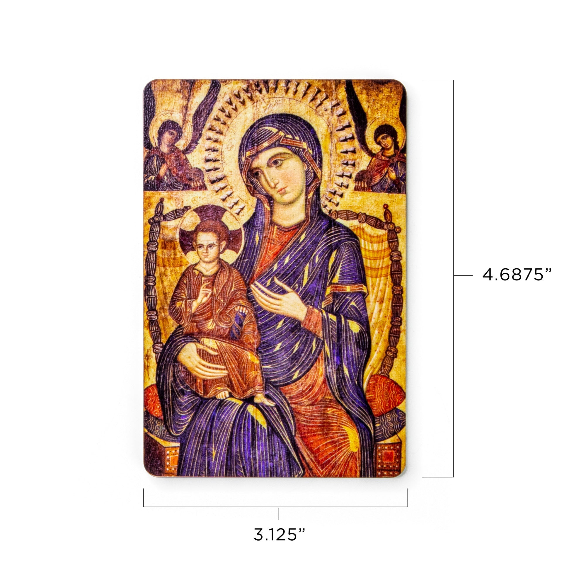 Madonna and Child Enthroned - Wooden Icon with Magnet and Stand