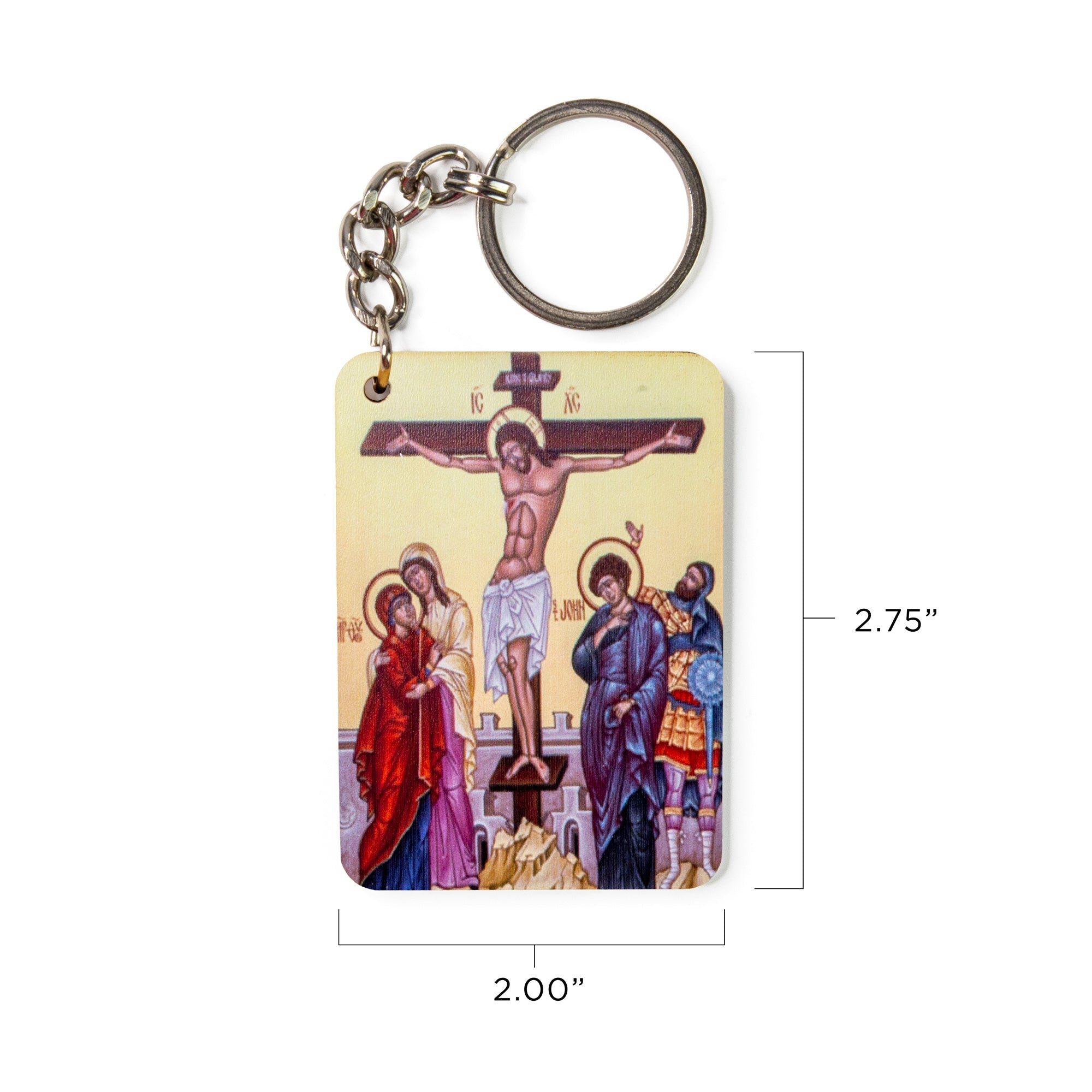 Crucifixion - Byzantine - Wooden Icon Keychain