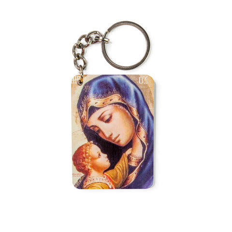 Virgin of Tenderness - Wooden Icon Keychain