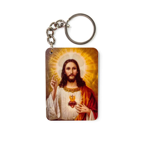 Jesus Christ Sacred Heart - Wooden Icon Keychain